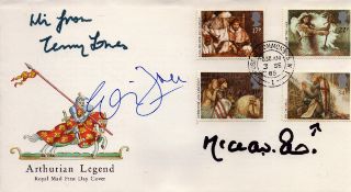 Monty Python, an Arthurian Legend FDC signed by Michael Palin, Terry Jones and Eric Idle. With House