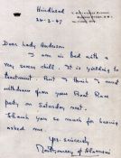 Bernard Law Montgomery, 1st Viscount Montgomery of Alamein ALS dated 24.3.47. Good condition. All