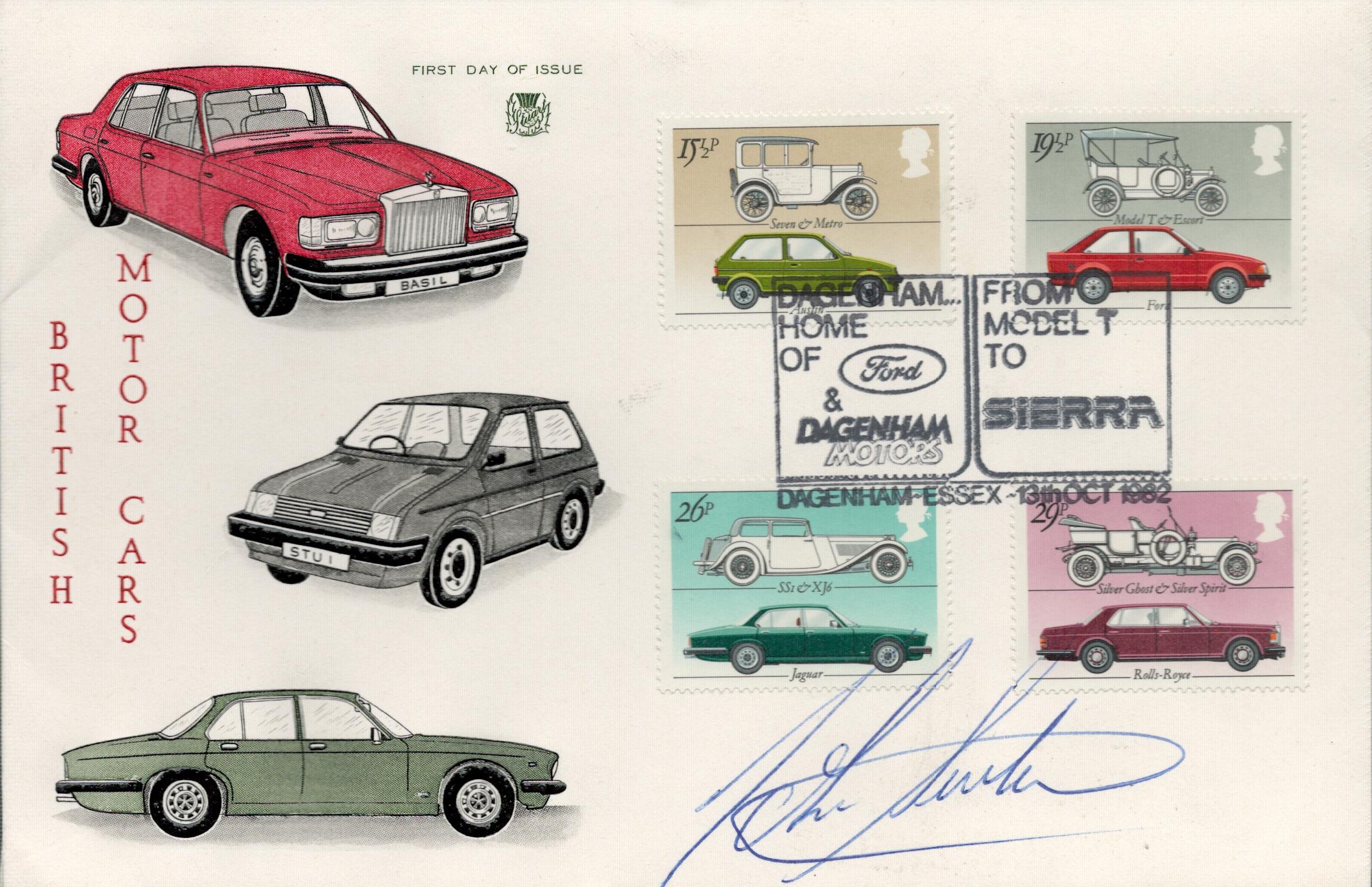 John Surtees signed British Motor Cars cover PM Dagenham Home of Ford and Dagenham Motors From Model