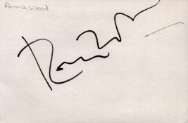 Ronnie Wood signed 6x4 inch white card. Good condition. All autographs come with a Certificate of