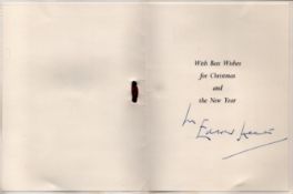 Edward Heath signed Christmas card. 6x4.5 inch in size. Good condition. All autographs come with a