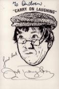 Jack Douglas signed cartoon sketch picture 6x4 Inch, Carry on Laughing It could be clipped,