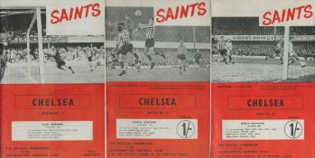 Football Collection of 3, 'Saints Chelsea Match no, 3, 13 and 19' The Official Programme of the