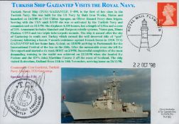 Royal Navy double signed Turkish Ship Gaziantep RN Visit 1998 special series cover signed by Captain