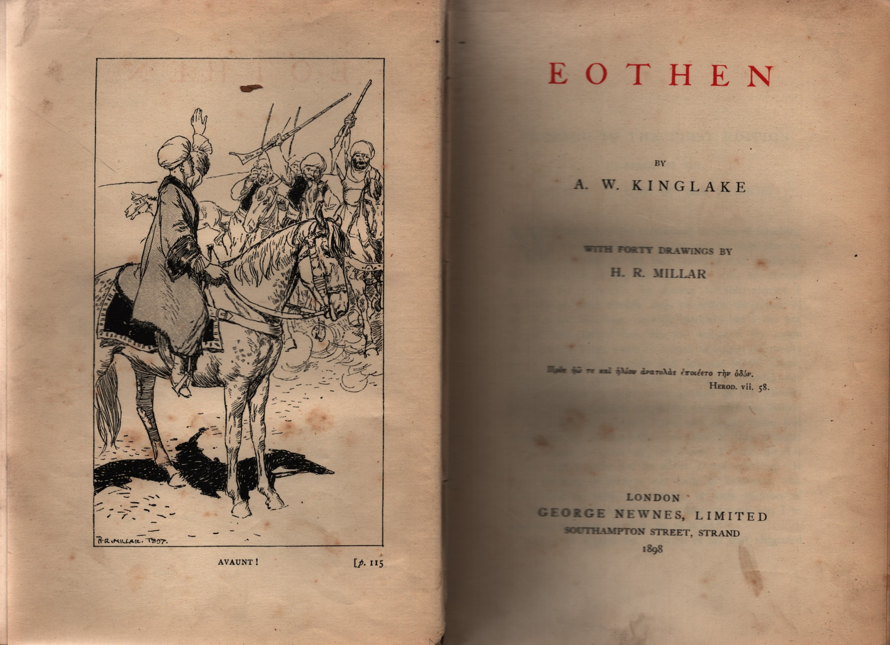A.W. Kinglake. 'Eothen'. With 40 drawings by H R Millar. Published by Georges Newnes, London, - Image 2 of 2