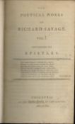 Richard Savage. 'The Poetical Works of Richard Savage'. Volumes 1 and 2, bound as one volume with