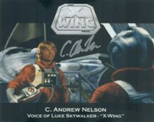 Star Wars X-Wing 8 x 10 inch colour photo signed by Luke Skywalker voice C Andrew Nelson is most