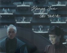 Star Wars The Phantom Menace movie scene photo signed by Kamay Lau (Sei Taria). Good condition.