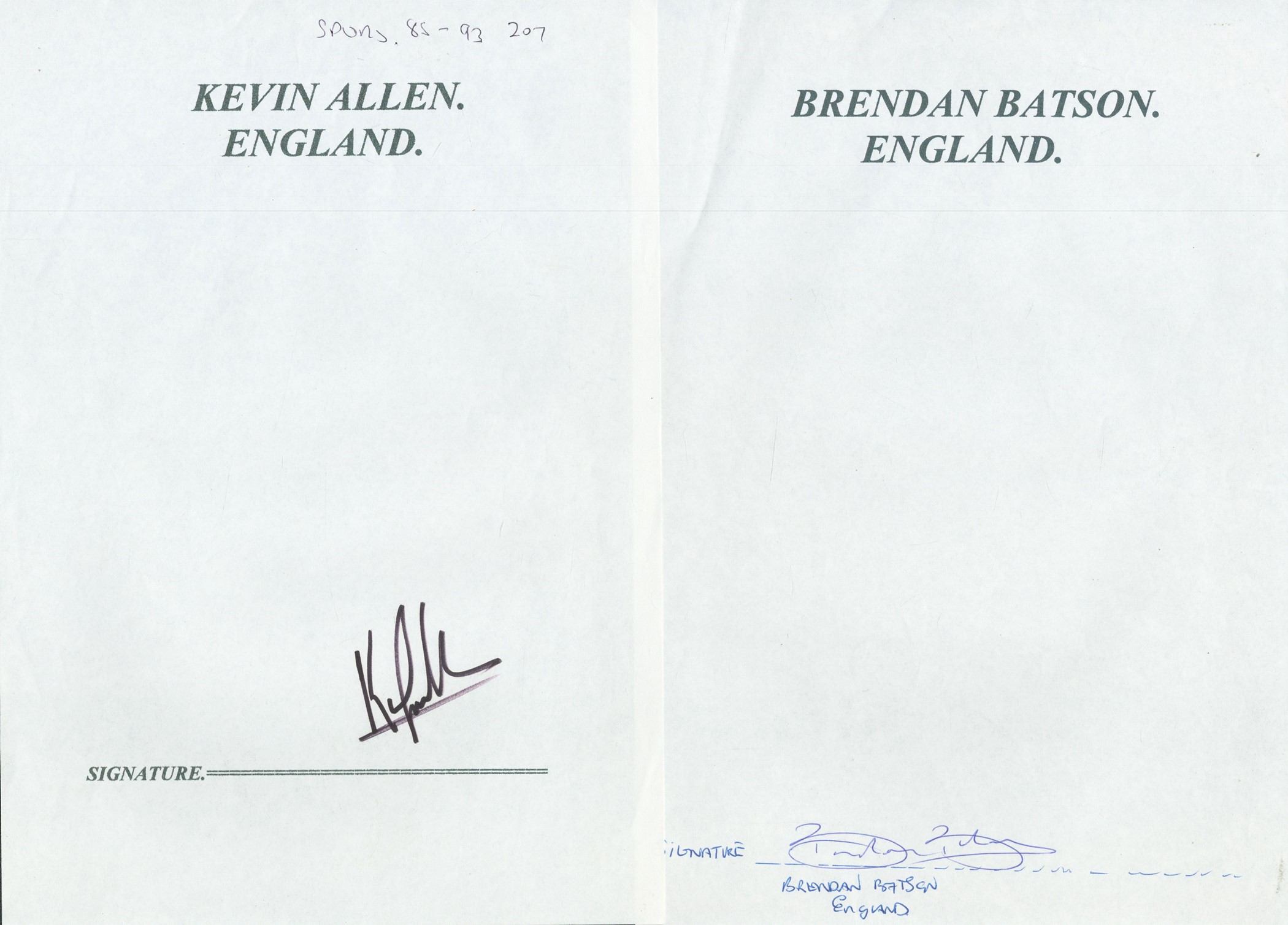 Footballers Approx 7 x Collection of signed A4 Sheet signatures such as Ken Green Albert Bennett - Image 3 of 4