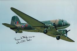 WW2 Arnhem Dakota veteran Bernard Hyde 48 sqn signed Dakota in flight colour 10 x 8 inch photo He