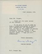 Lord Edwin Duncan-Sandys Minister In Harold Macmillan's Govt Signed Tls Dated 22nd Jan 1981. Good