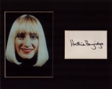 Hattie Hayridge signed white card mounted with unsigned colour photo 10x8 inch overall. Good