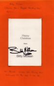 Bitty Mclean music signed Christmas card attached to sheet Can be removed from sheet. Good