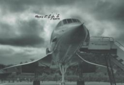 Concorde early pilot Capt Harry Linfield signed stunning 12 x 8 b/w photo Concorde pilot Captain