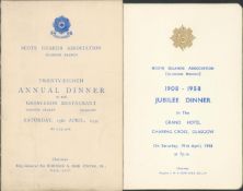Collection Army 1939 and Army 1958 Scots Guards Glasgow 28th Annual Dinner Menu, 15th April 1939 and