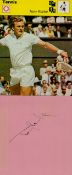 Tennis, Tony Roche signed pink card Approx 525x5 Inch plus Promo Card unsigned Approx 625x475