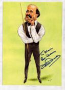 Willie Thorne signed 115x85-inch colour caricature picture dedicated. Good condition. All autographs