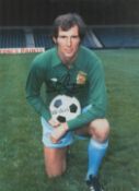 Joe Corrigan signed colour print 16x12 Inch Is an English former professional footballer who