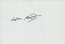 Johnny Haynes signed white card 6.25x4.25 Inch Was an English association footballer who played as