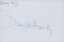 David Haig signed 6x4 white card. Good condition. All autographs come with a Certificate of