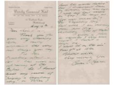 Cavan O'Connor signed hand written Thank you letter dated 16th May Was a British singer of Irish