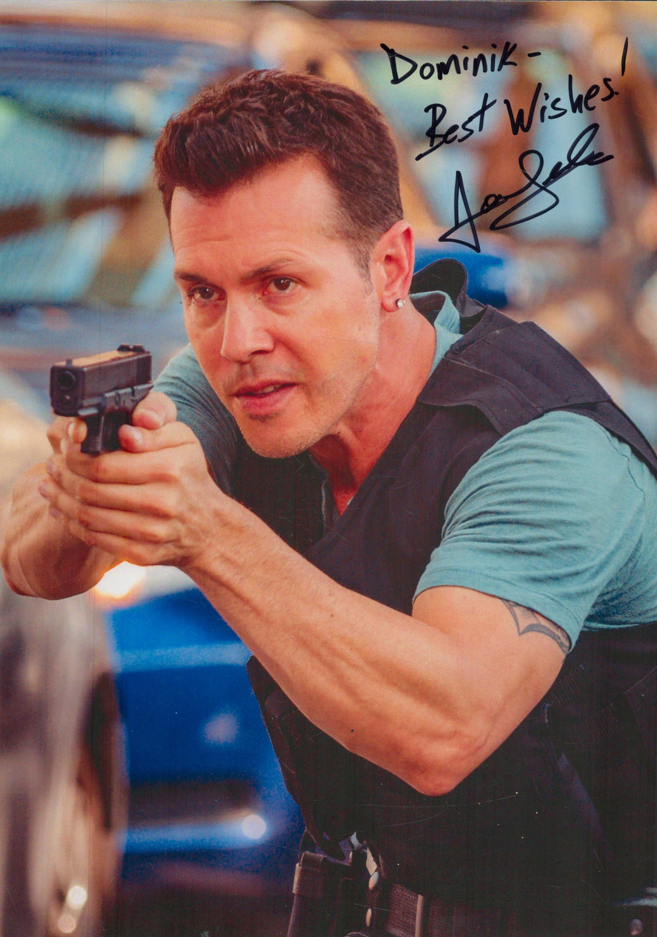 Jon Seda, actor. Two signed and dedicated 11x8 inch photos, both in character as 'Antonio Dawson' - Image 2 of 2