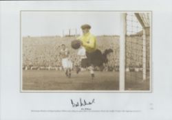 Football, Bert Williams signed 16x12 colourised photograph pictured as he makes a flying save
