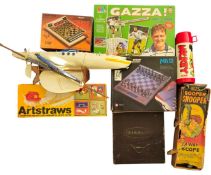 Vintage Toy collection, Vintage Toy Sil Boat (no box), Gazza The Game, MB Games, 1960s Marx Snooper,
