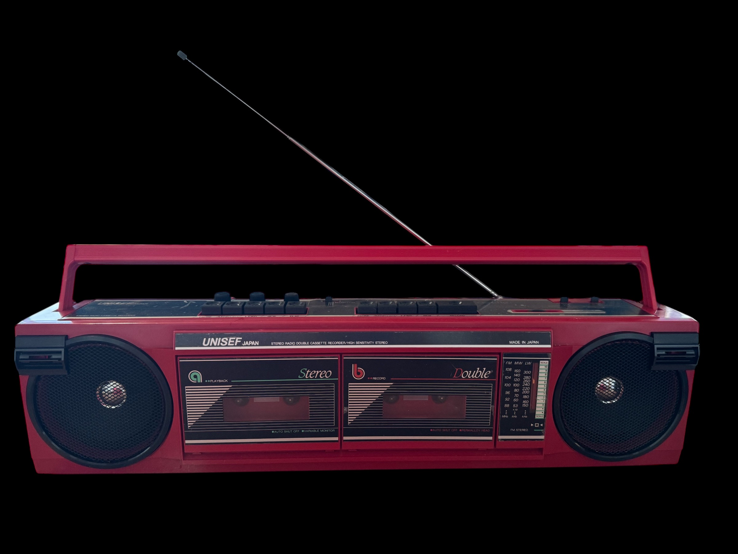 Stereo Radio cassette Recorder 1980`s Unisef SZ284, in original box. Box shows signs of age.