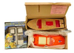 Toy Collection, Sutcliffe Clockwork Driven Meteor Speedboat, David Smith Canoa boat, Space Commander