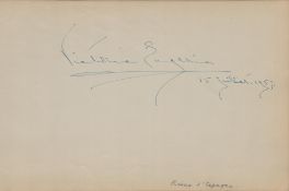 Victoria Eugenie of Battenberg (1887-1969). A 9x6 inch page, signed and dated 15 July 1957. Queen of