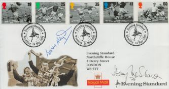 Harry McShane and Johnny Haynes signed Football Legends FDC. 14 5 96 Wembley postmark. Good