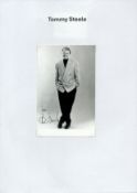 Tommy Steele signed 6x4 inch black and white promo photo affixed to A4 sheet. Good condition Est.
