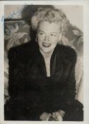 Gracie Fields signed 7x5 inch vintage black and white photo. Good condition Est.