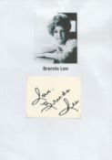 Brenda Lee signed 4x3 white card affixed to A4 sheet with black and white photo image. Good