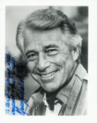 Efrem Zimbalist Jr signed 6x4 inch black and white photo dedicated. Good condition Est.