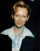Tilda Swinton signed and dedicated 10x8 photo. A British actress who is known for her roles in