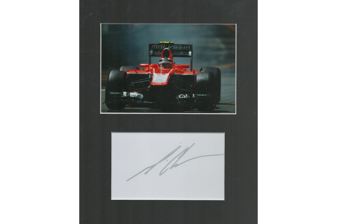 Max Chilton signed autograph 5x3 Inch plus colour photo 6x4 Inch mounted overall size 10x8 Inch.