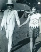 Marilyn Mason signed 10x8 inch black and white photo pictured with Elvis Presley. DEDICATED. Good