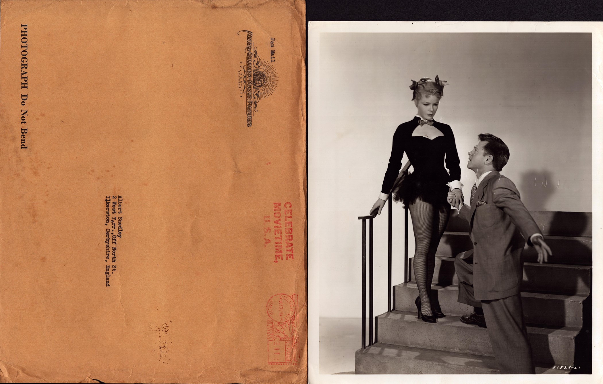 Mickey Rooney and Sally Forrest UNSIGNED 10x8inch black and white photo. Comes with original mailing