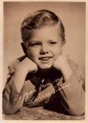 Larry Simms signed 7x5 inch vintage black and white photo with original Columbia Pictures mailing
