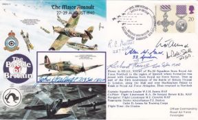Rare RAFA11 50th Anniv Battle of Britain Major Assault Signed 5 Battle of Britain Pilots. 16th