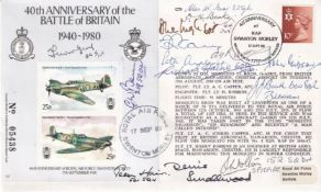 C79 40th Anniv Battle of Britain Signed 14 Battle of Britain. Pilots, Crew, WAAF. 17 Sep 80 BFPS