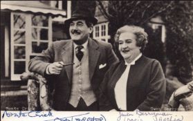 Monte Crick and Gwen Berryman signed Archers 6x4 inch black and white photo. Good condition. All