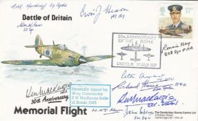 Flown Battle of Britain Signed Wg Cdr K W MacKenzie and 9 Battle of Britain pilots. 11th July 1987