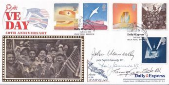 1995 VE Day Full Set Victory in Europe Signed Kenneally, Jamieson, Gould VC Holders FDC. 2nd May
