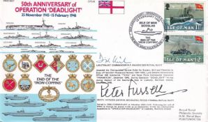 6RN17e 50th Anniv of Operation Deadlight Signed Raikes, Fussel, Wahnig U-802. 15 Feb 1996 Isle of