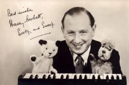 Harry Corbett signed Sooty and Sweet 6x4 inch black and white photo. Good condition. All
