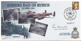 617 Sqn Cover Bombing Raid on Munich Signed Les Munro Dams Buster Pilot. 24 Apr 07 617 Sqn Bombing