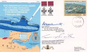 6RN4c 50th Anniv Award 2 Victoria Crosses Signed T Gould VC, H MacKenzie. 17 02 92 Chania 50th